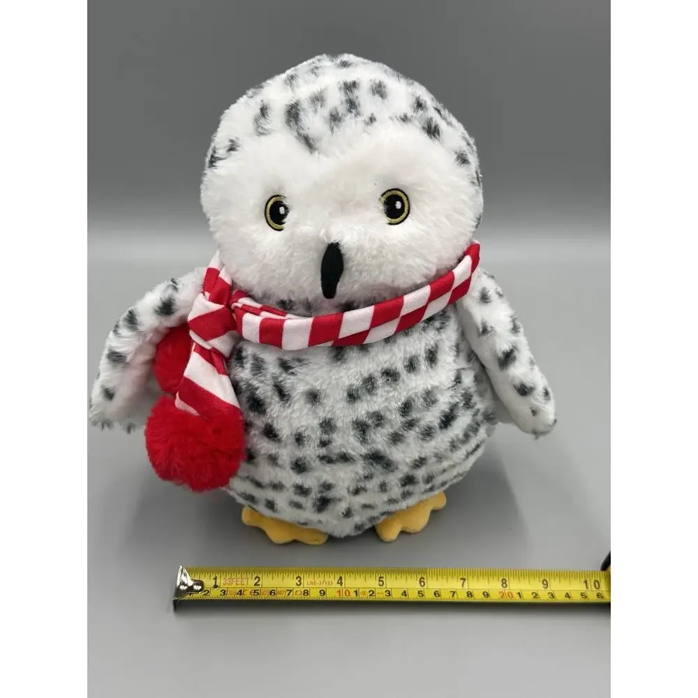 Spotted Snowy Owl Plush W/ Holiday Scarf 12” Stuffed Animal Squeaker Toy No Tag